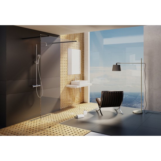Walk-In Free Set 130, juoda+stiklas Transparent