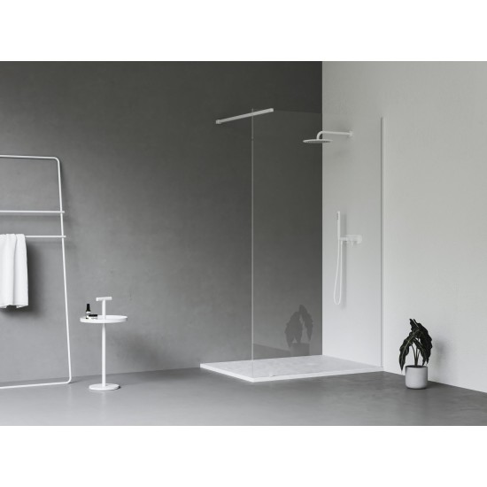 Walk-In Wall Set 100, balta matinė+stiklas Transparent