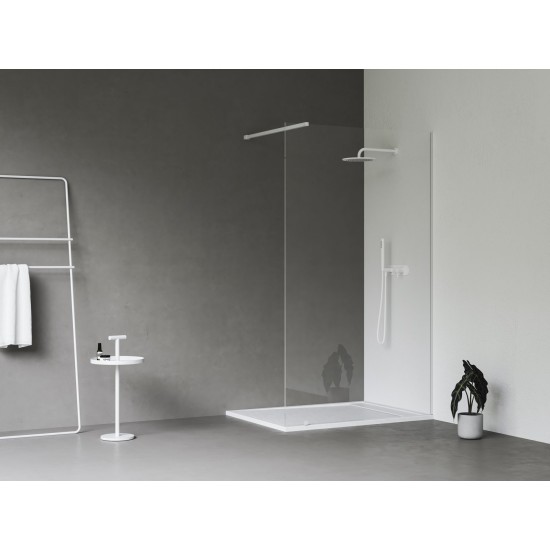 Walk-In Wall Set 120, balta matinė+stiklas Transparent