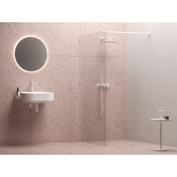 Walk-In Wall Set 130, balta matinė+stiklas Transparent Walk-In Wall Set 130, balta matinė+stiklas Transparent