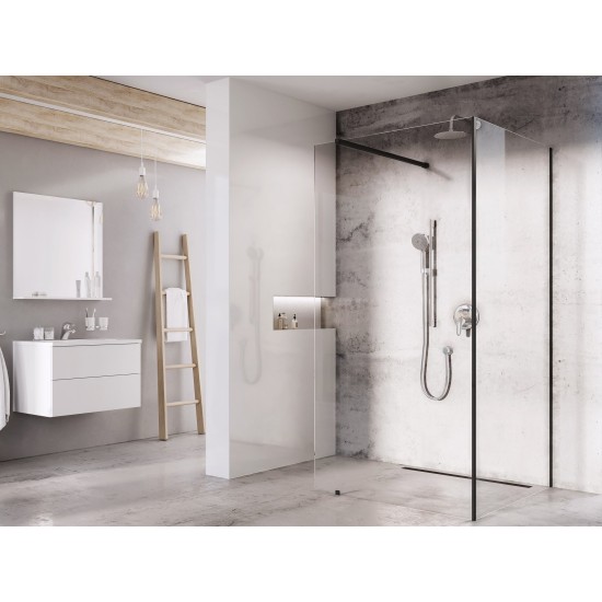 Walk-In Corner Set 110x80, juoda+stiklas Transparent