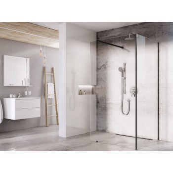 Walk-In Corner Set 120x80, juoda+stiklas Transparent Walk-In Corner Set 120x80, juoda+stiklas Transparent