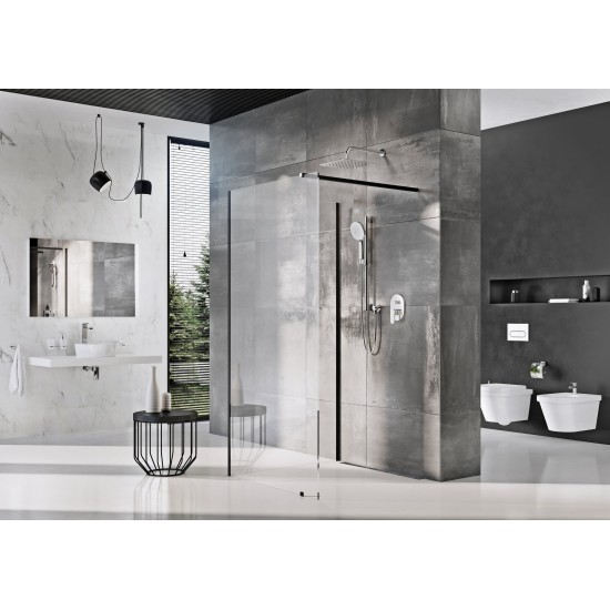 Walk-In Corner Set 120x80, juoda+stiklas Transparent